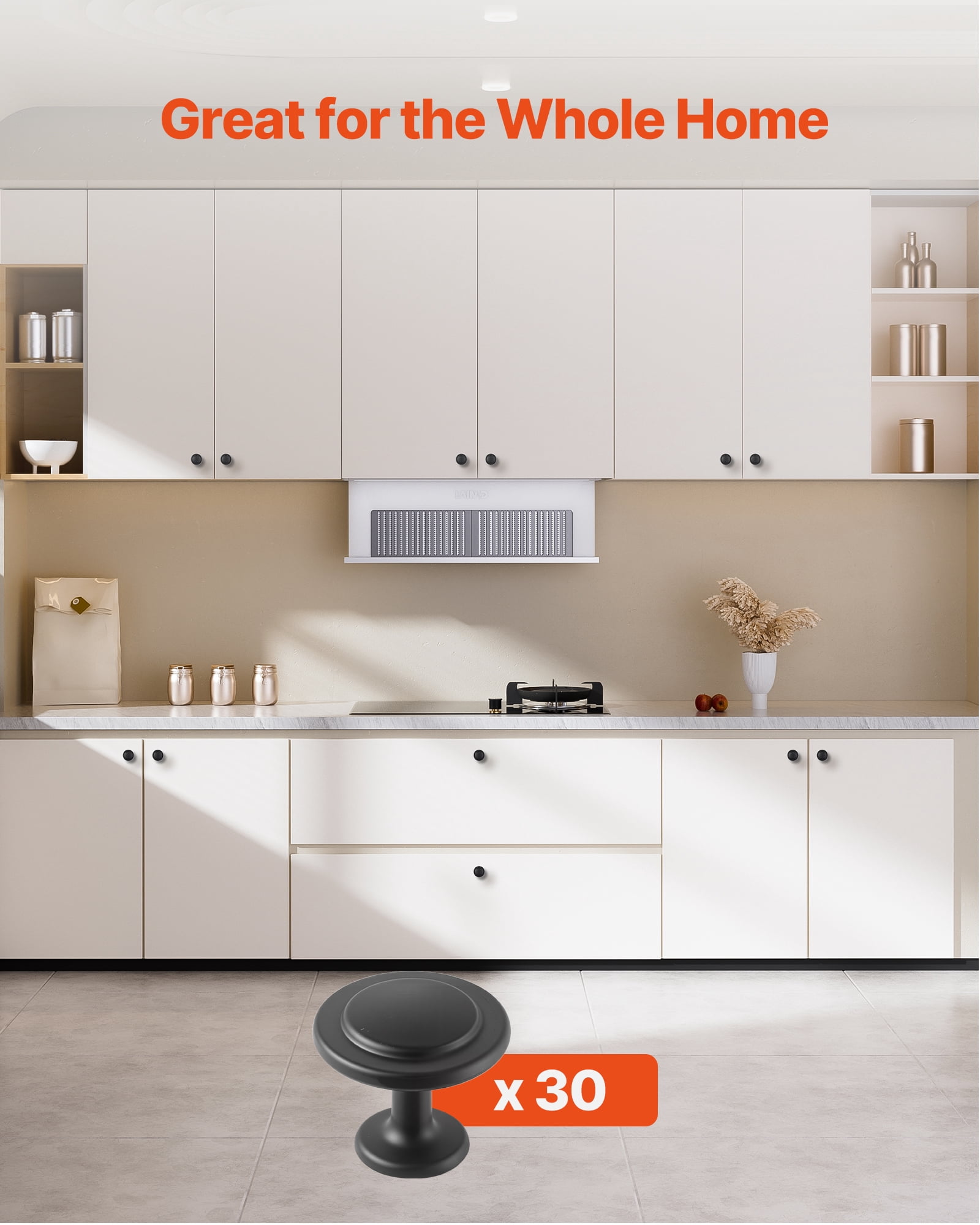 VEVOR Cabinet Knobs, 30 Pack,1.22 Inch Black Zinc Alloy Drawer Pulls & Door Handles,Mushroom Kitchen Solid Knobs Dresser Handles,Cupboard Hardware with Screws for Bathroom Closet Cabinets Drawers