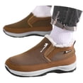 thumbnail image 3 of Wovix Men's Winter Slip-On Warm Ankle Chukka Boots with Arch Support Waterproof Anti-Slip Snow Loafers Hiking Walking Shoes Outdoor Shoes Brown 46, 3 of 7