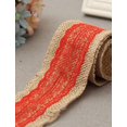 thumbnail image 3 of AK-Trading 2.5" Wide x 10 Yards Long Natural Burlap Craft Ribbon with Lace (Jute Ribbon, Burlap Tape, Rustic Decor) with Red Lace, 3 of 6