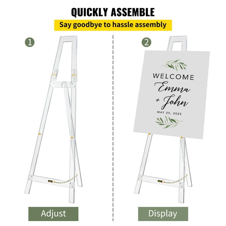 Easel Stand for Display Welcome Sign - 63 Inches Tall Collapsable Portable with Tripod Base for Painting Canvas Wedding Sign - Black