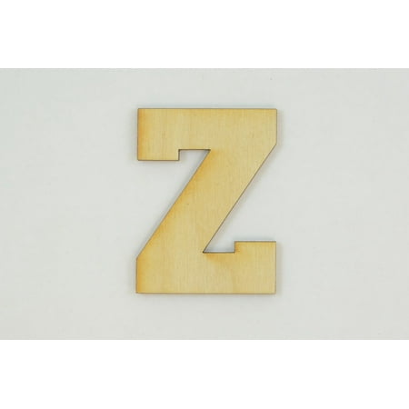 1 Pc, 3 Inch X 1/4 Inch Thick Collegiate Font Wood Letters Z Easy To Paint Or Decorate For Indoor Use