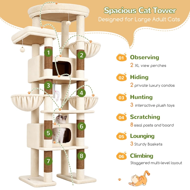Globlazer 84" Multilevel Corner Cat Tree, 2 Condos photo 7