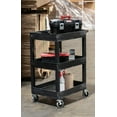 thumbnail image 3 of Luxor Plastic Utility Tub Cart - Three Shelf-Black - 24" x 18" SEC111-B, 3 of 7