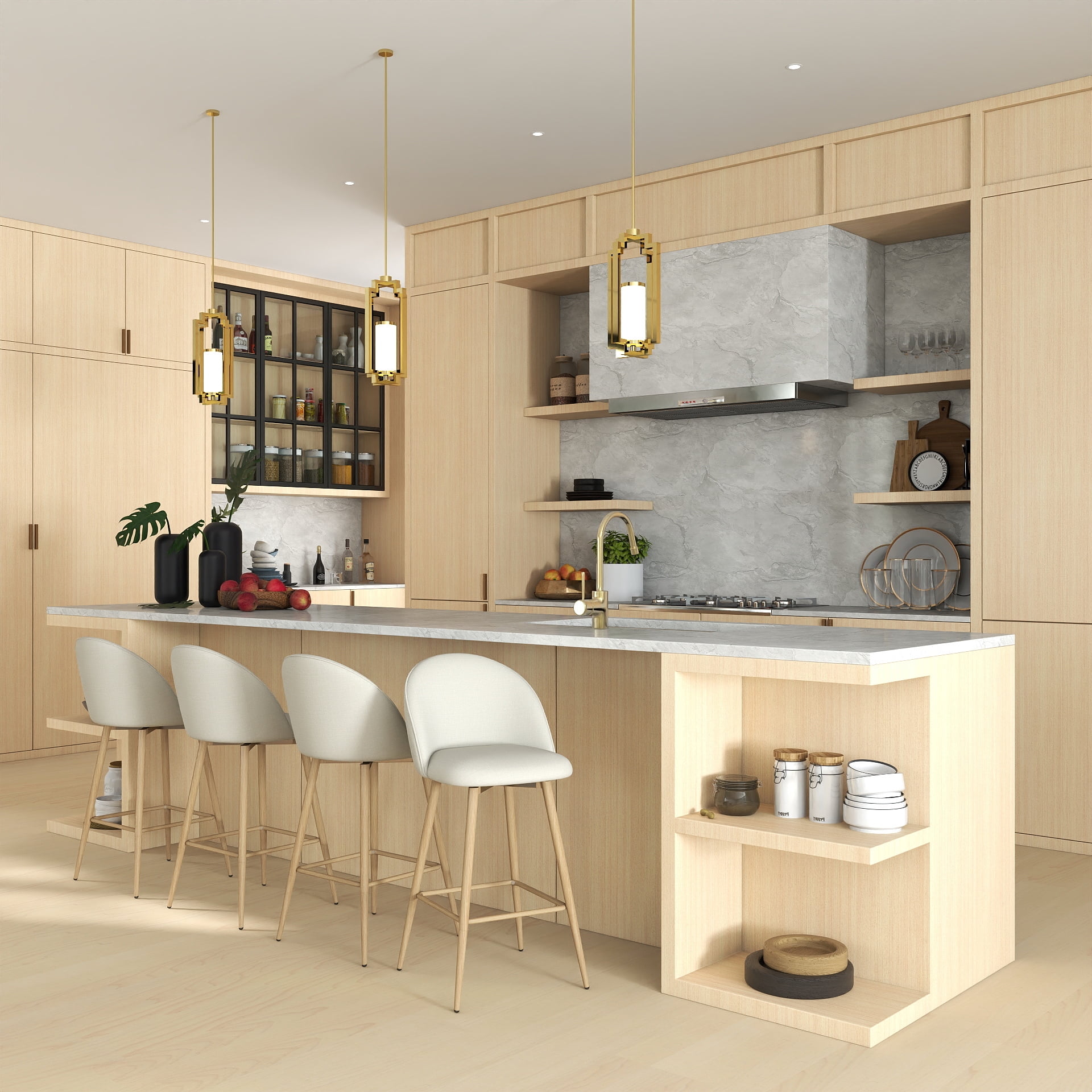 Ensemble de 4 tabourets de bar modernes Homy Casa pivotants à 360