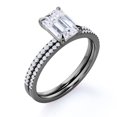 thumbnail image 4 of JeenMata 4-Prong Setting 2.25 Carat Emerald Cut Pave Shank Bridal Ring Set in 18K Black Gold Plating over Silver, 4 of 7