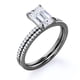 thumbnail image 4 of JeenMata Anillo Nupcial con Engaste de 4 Puntas, Cuerpo Pavé de Talla Esmeralda de 1,5 Quilates, Engastado en Oro Negro de 18 K sobre Plata, 4 of 5