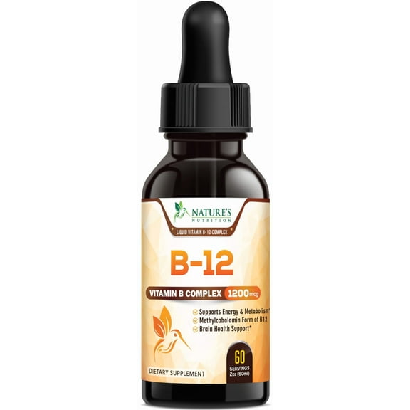 B-12 Vitamin Energy Drops (Methylcobalamin) Extra Strength Super B Complex - Sublingual B12 Liquid for Immune Support, Heart Health & Cellular Energy Support, Raspberry Flavored - 2 Fl Oz