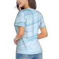 thumbnail image 2 of Goofa Light Blue Marble Pattern Women's Slim-Fit Short-Sleeve V-Neck T-Shirt,Classic-Fit Short-Sleeve V-Neck T-Shirt-Small, 2 of 5