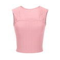 thumbnail image 4 of fatyb Womens Square Neck Crop Tops Smocked Sleeveless Tank Tops Solid Color Slim Going out Shirts Tee, 4 of 6