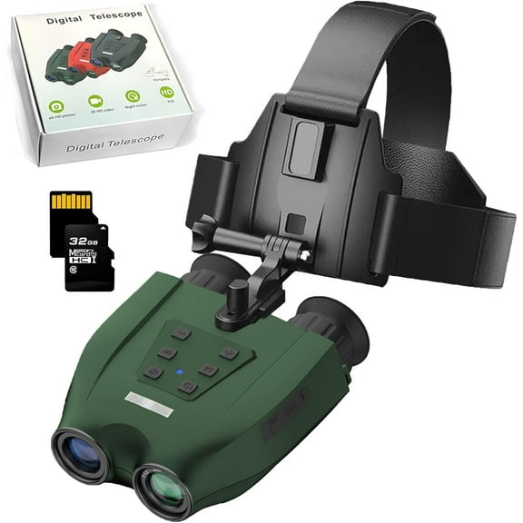 Military Digital Infrared Goggles, Night Vision Binoculars Adult, 8X Digital Zoom for Dark Environments, Include 32GB Memory Card, Infrared Goggles for Camping and Surveillance.