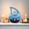 thumbnail image 6 of MUKTIVE Football Memorial Urn for Human Ashes Men & Women - Decorative Blue Cross Drop Urn for Mom & Dad - Large Ashes for Husband & Wife (10 Inch), 6 of 7