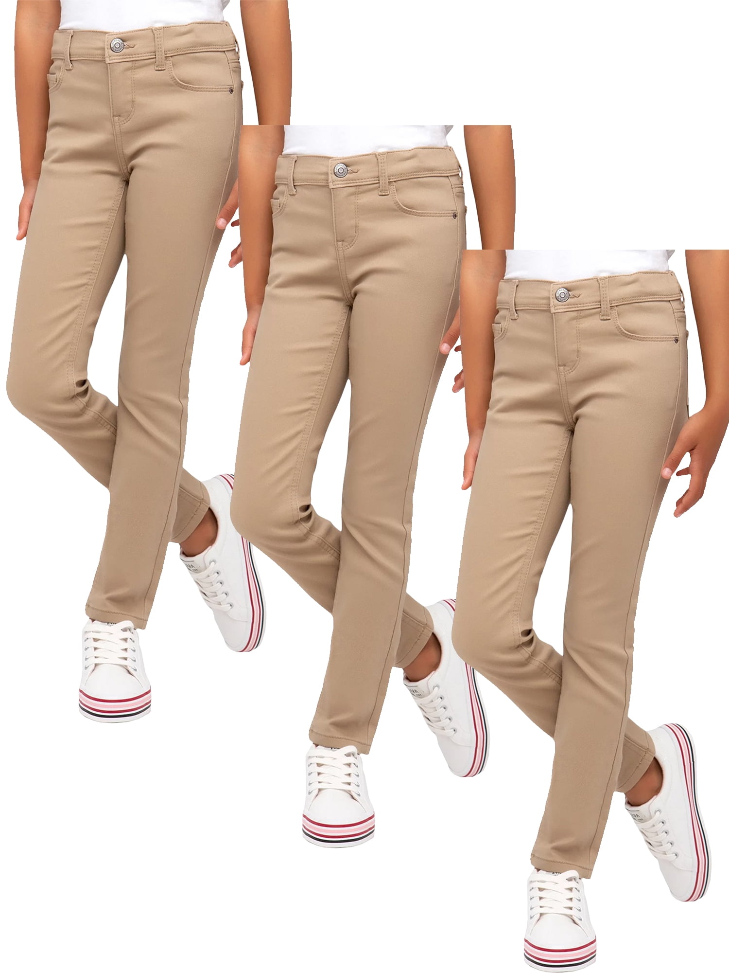 3PK Girls Stretch Pencil Uniform Pants