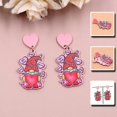 thumbnail image 3 of Nuevos pendientes de botón de Papá Noel, pendientes navideños para el día de San Valentín, joyas navideñas. Código de modelo 3045, 3 of 5