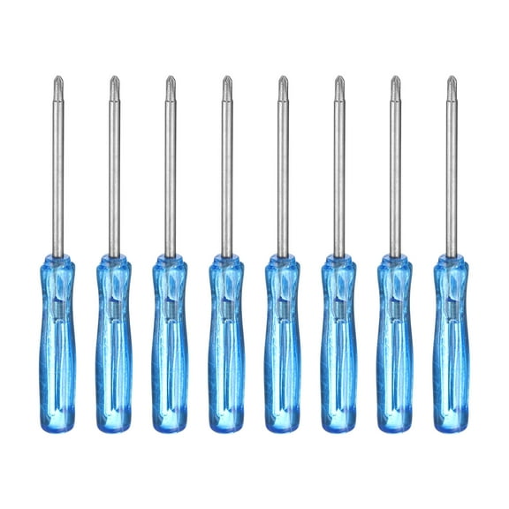 Uxcell 8pcs PH00 Small Phillips Screwdriver #00 2.6" Length Screwdrivers 1.3" Carbon Steel with Ergonomic Handle for DIY Repairing, Blue