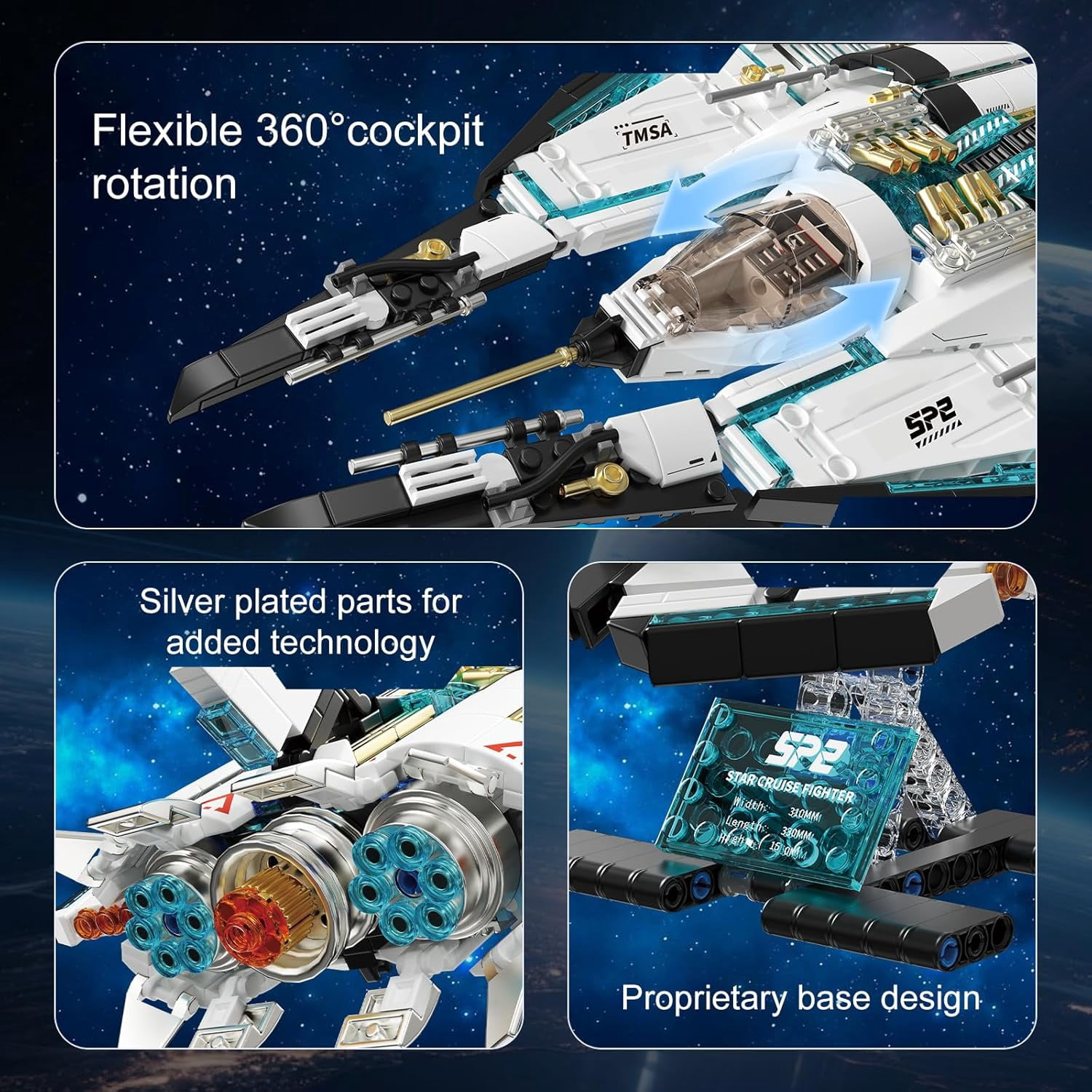 Spaceship Building Blocks Set, STEM Space Toys for Kids to Assemble a Space Shuttle with Light, Best Present (739PCS)