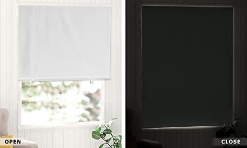 100% Blackout Roller Shades, No Tools No Drill Cordless Blinds for Windows, Thermal Insulated UV Protection Privacy Window Shades for Bedroom (36''W x 72''H, White)