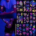 thumbnail image 2 of Pegatinas luminosas para tatuajes temporales, tatuajes fluorescentes, resistentes al agua, araña/Flor, arte corporal para brazo, Bar nocturno, fiesta, 2 of 4