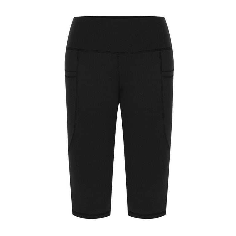 QUYUON Workout Capris for Women with Pockets Knee Length Leggings High  Waisted Yoga Workout Exercise Capris for Casual Summer with Pockets Womens  Cargo Capris Female Yoga Capris Pants Style Q1227 