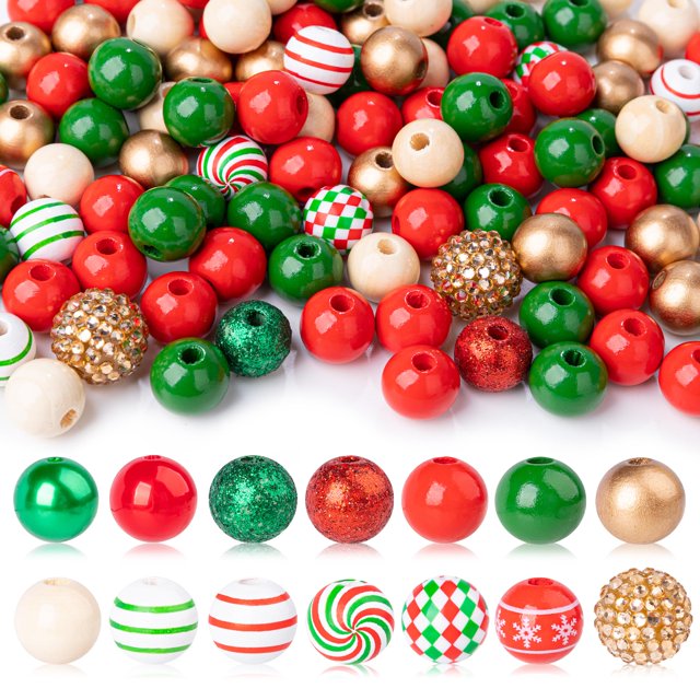 Perlas navideñas de madera BeBesta, 240 unidades, para manualidades