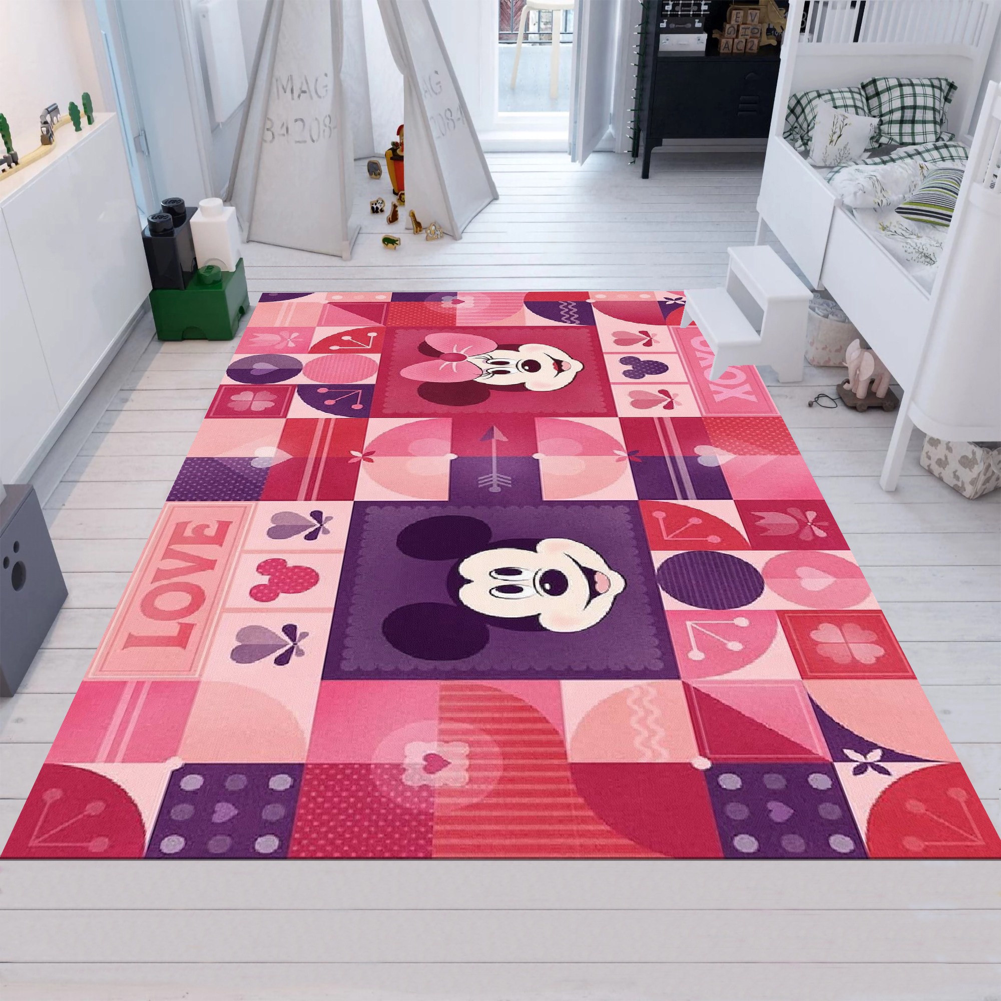 Dreammotif Mickey And Mini Mouse Inspired Themed Rug Soft Kids Room Play Mat - High Quality, Soft and Durable, Perfect for Children's Room