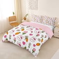 thumbnail image 3 of Erosebridal Cartoon Rabbit Queen Duvet Cover Set for Girls, Daisy Heart Carrot Bedding, White, Pink Reversible 3pcs, 1 Duvet Cover and 2 Pillowcases, No Comforter, 3 of 6