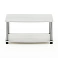 thumbnail image 4 of Furinno Turn-N-Tube No Tools 2-Tier Elevated TV Stands, White Oak/Chrome, 4 of 6