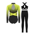 thumbnail image 2 of Hansber Gymnastics Leotard for Girls Rhinestone Long Sleeve Bodysuit Vest and Leggings Tumbling Dance Outfit Yellow 14, 2 of 7