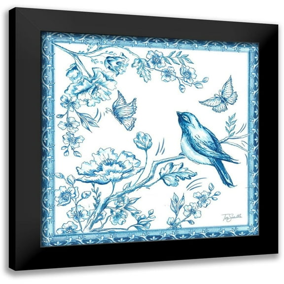 Tre Sorelle Studios 12x12 Black Modern Framed Museum Art Print Titled - Chinoiserie Tile II