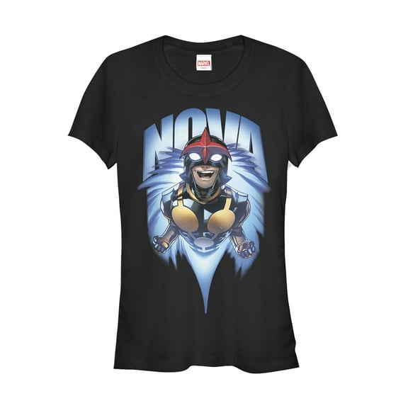 Junior's Marvel Nova Flight  Graphic Tee Black Small