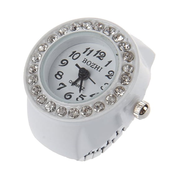 Finger Ring Watch Chic White Rhinestone For Ladies