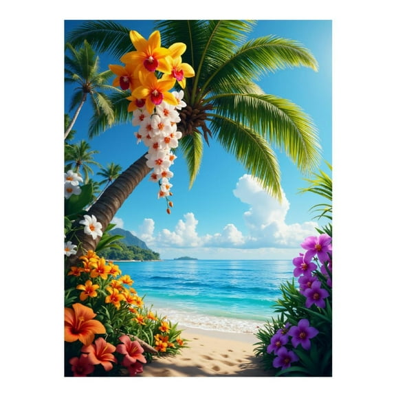 Diamond Art Kits for Adults, Tropical Beach Paradise Scenery 5D Diamond Painting Kits for Adults Beginners, DIY Full Drill Diamond Painting, Gem Art and Crafts 12x16