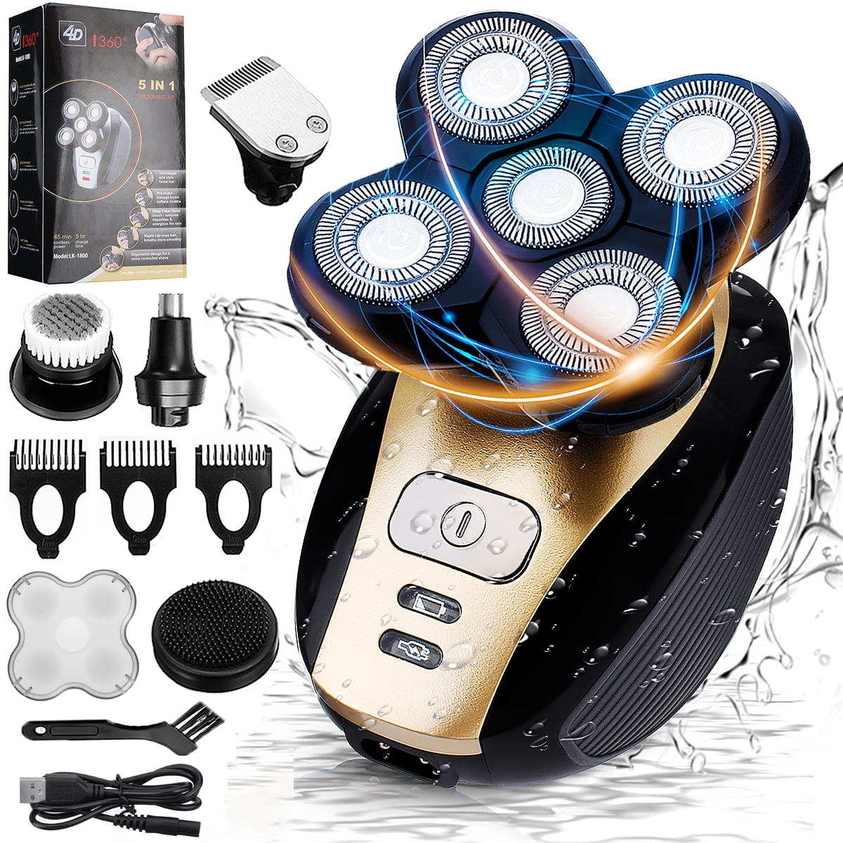 Bald Head Shaver, 5 in1 Electric Razor Waterproof Rechargeable Electric  Razor Bald Head Clipper Trimmer Men's Bald Shaver Hair Remover Gift for  Father - Walmart.com