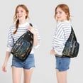 thumbnail image 4 of Boho Mushroom Sling Bag for Women - Vintage Floral Print, Adjustable Strap, Water-Resistant Crossbody Chest Bag (19.9×9.4×3.0inch), 4 of 4