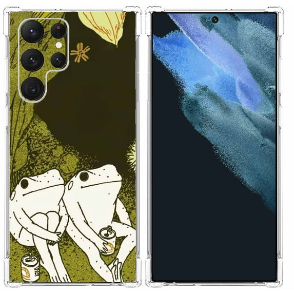 Drinking Frogs Case for Samsung Galaxy S22 Ultra,Aesthetic Art Design Pattern Soft TPU Bumper Case Cover