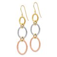 thumbnail image 2 of 14k Tri-color Triple Circle Dangle Earrings, 2 of 3