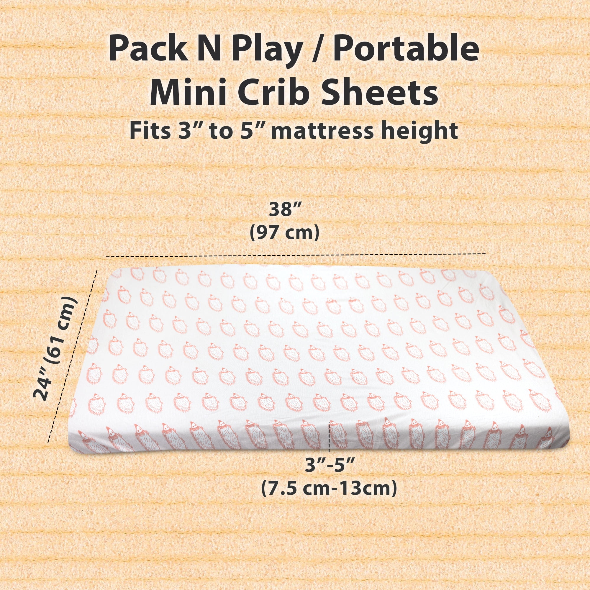 3-Pack Mini Crib Sheets – 100% Cotton, Soft & Breathable Fitted Sheets for Pack and Play & Mini Cribs (38” x 24” x 5”)