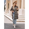 thumbnail image 6 of Womens Long Plaids Shacket Jacket Casual Fashion Lapel Button Down Long Sleeve Long Plaids Coat Jackets with Pockets, 6 of 9