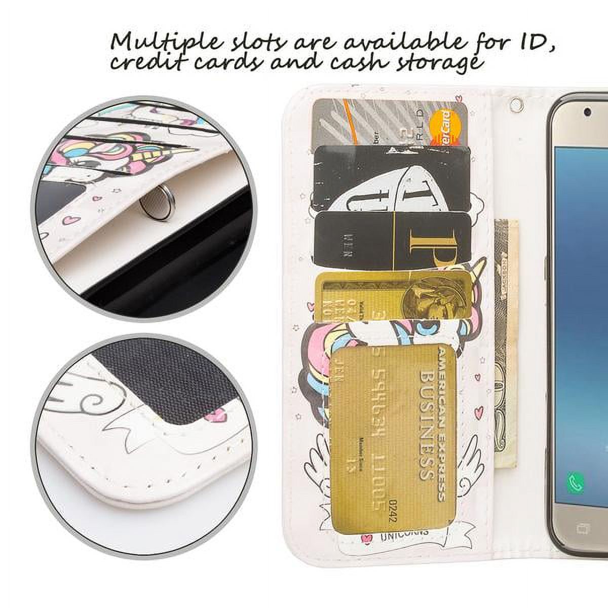 For Tracfone/StraightTalk For Samsung Galaxy J3 Orbit (S367VL) Case Pu Leather Flip Wallet Case [ID&Credit Card Slots] Phone Cases - Unicorn Wings - image 3 of 5