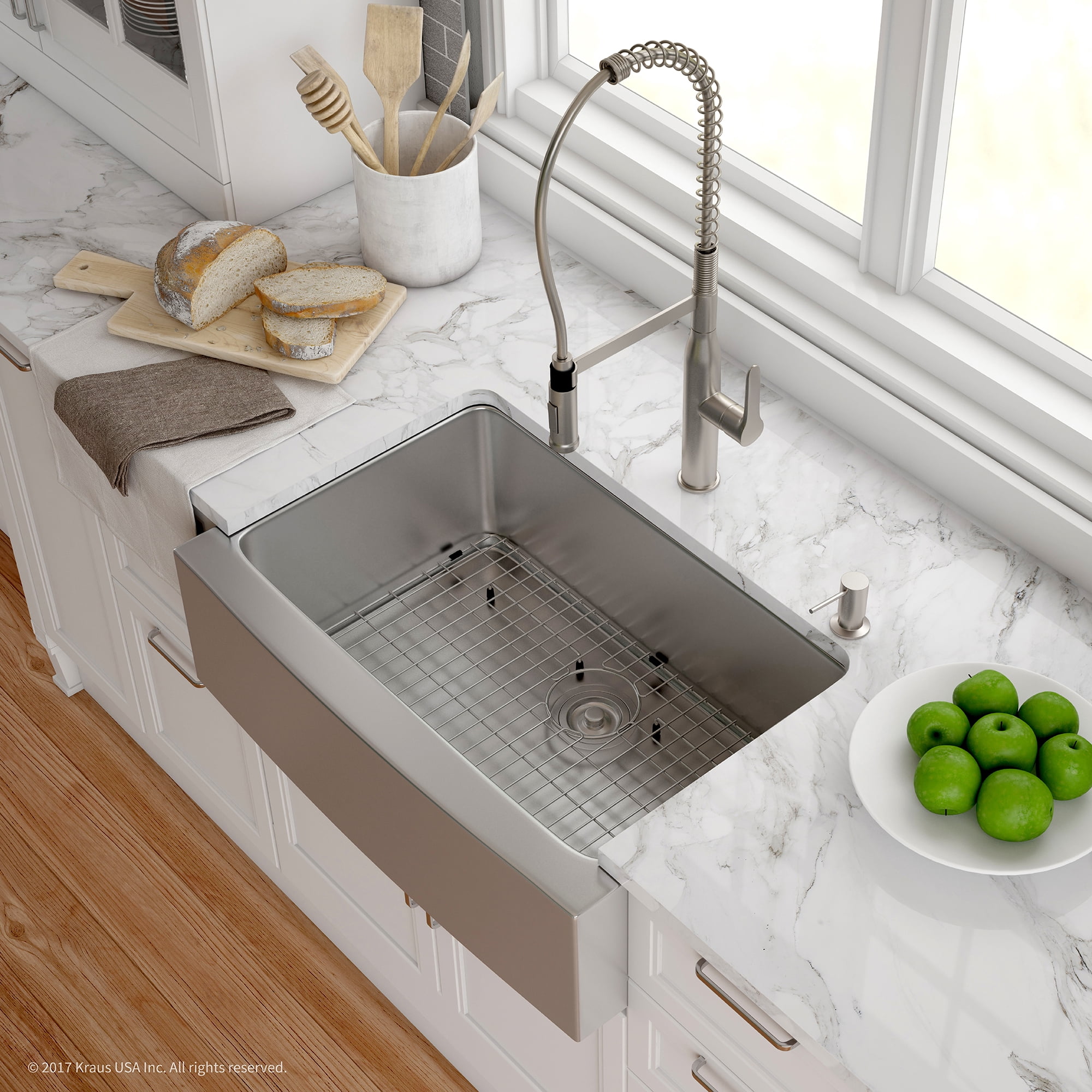 Kraus KHF200-30-1650-41 Kitchen Combo 29-3/4" Farmhouse Single Basin 16 Gauge Stainless