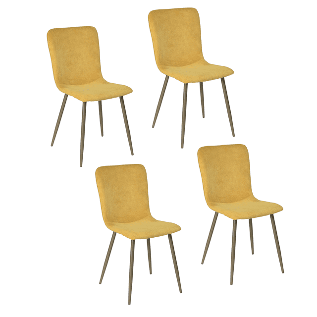 Set de 4 sillas de comedor HOMEMAKE FURNITURE amarillo patas doradas de metal Escandinavo Minimalista
