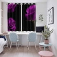 thumbnail image 5 of Purple Rose Kitchen Curtains 72 Inch Length, Vintage Abstract Garden Flower Floral Black Grommet Top Bedroom Living Room Curtains, Light Filtering Cafe Curtain Drapes 2 Panels Set 104''x72'', 5 of 9