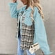 thumbnail image 5 of ICHUANYI Liquidación Moda Mujer Casual Bolsillos Impreso Manga Larga Tops Chaqueta A Cuadros Abrigo ICHUANYI WER2023082202165, 5 of 9
