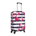 thumbnail image 3 of Disketp Dark Blue Stripes And Pink Flamingos Elastic Travel Luggage Cover Travel Suitcase Protective Cover For Trunk Case Apply To 18''-32'' Suitcase Cover (Luggage not included)-Medium, 3 of 9