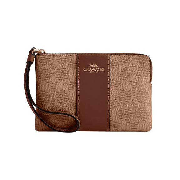 MONEDERO PARA DAMA COACH ORIGINAL MODELO: COACH CORNER ZIP WRISTLET IN SIGNATURE CANVAS
