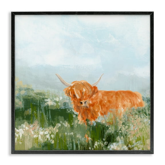 Stupell Industries Highland Cattle Abstraction Animals & Insects Painting Black Framed Art Print Wall Art, 12 x 12