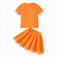 thumbnail image 4 of Xudanell Toddler Girl Outfits Short Sleeved Little Girl Tops and Solid Color Skirts Set Orange 4-5 Years, 4 of 9