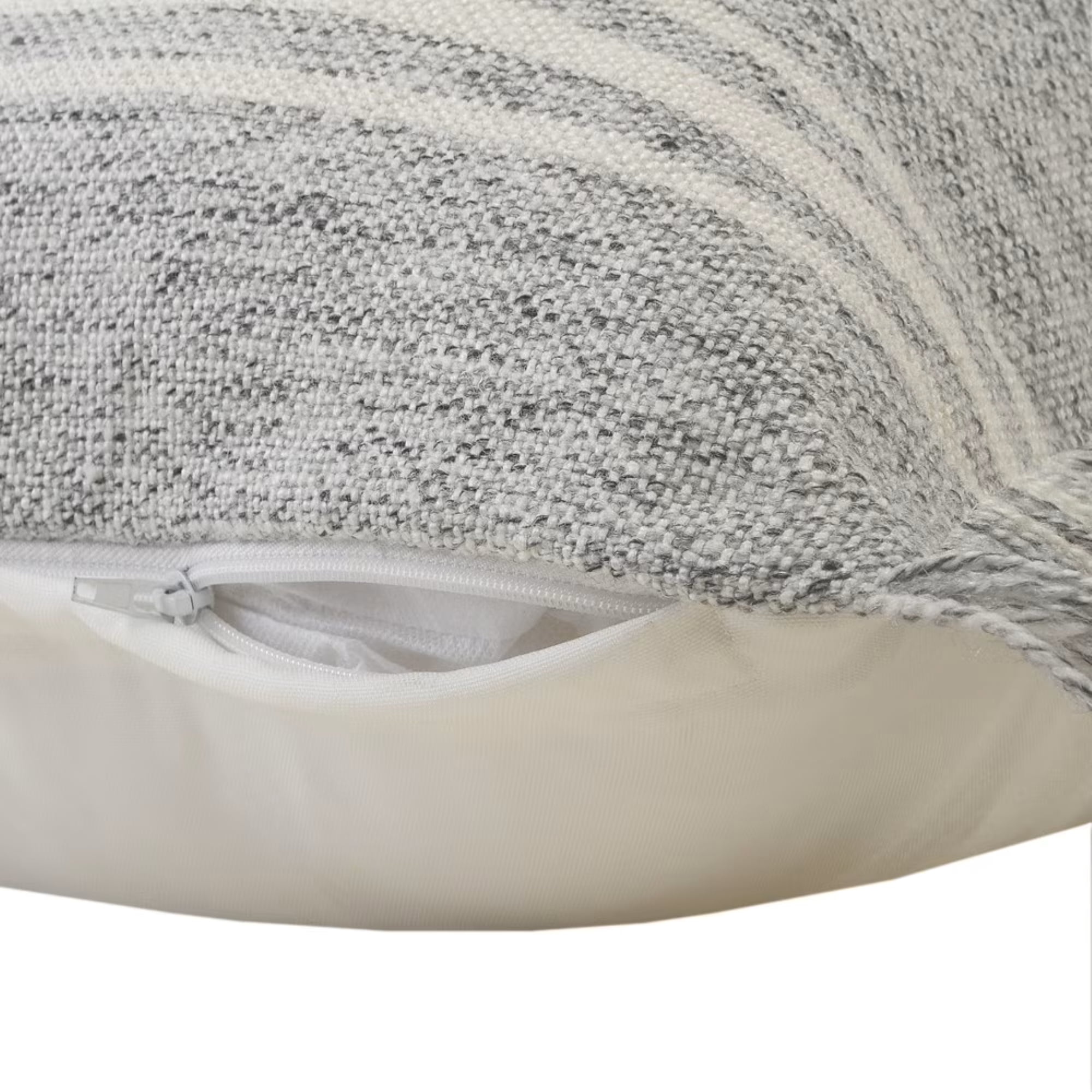 Ox Bay 24" x 24" Hand-Woven Gray/ White Stripe Resistant Polyester Pillow Cover