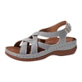 thumbnail image 7 of Gladiator Sandals for Women Open Toe Platform Low Wedge Orthopedic Walking Shoes Crooss Strappy Slingback Beach Shoes Silver Size 8.5, 7 of 7