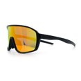 thumbnail image 6 of Mens Oversized Shield Color Mirror Sport Wrap Plastic MTB Rectangle Sunglasses Black - Orange Mirror, 6 of 7
