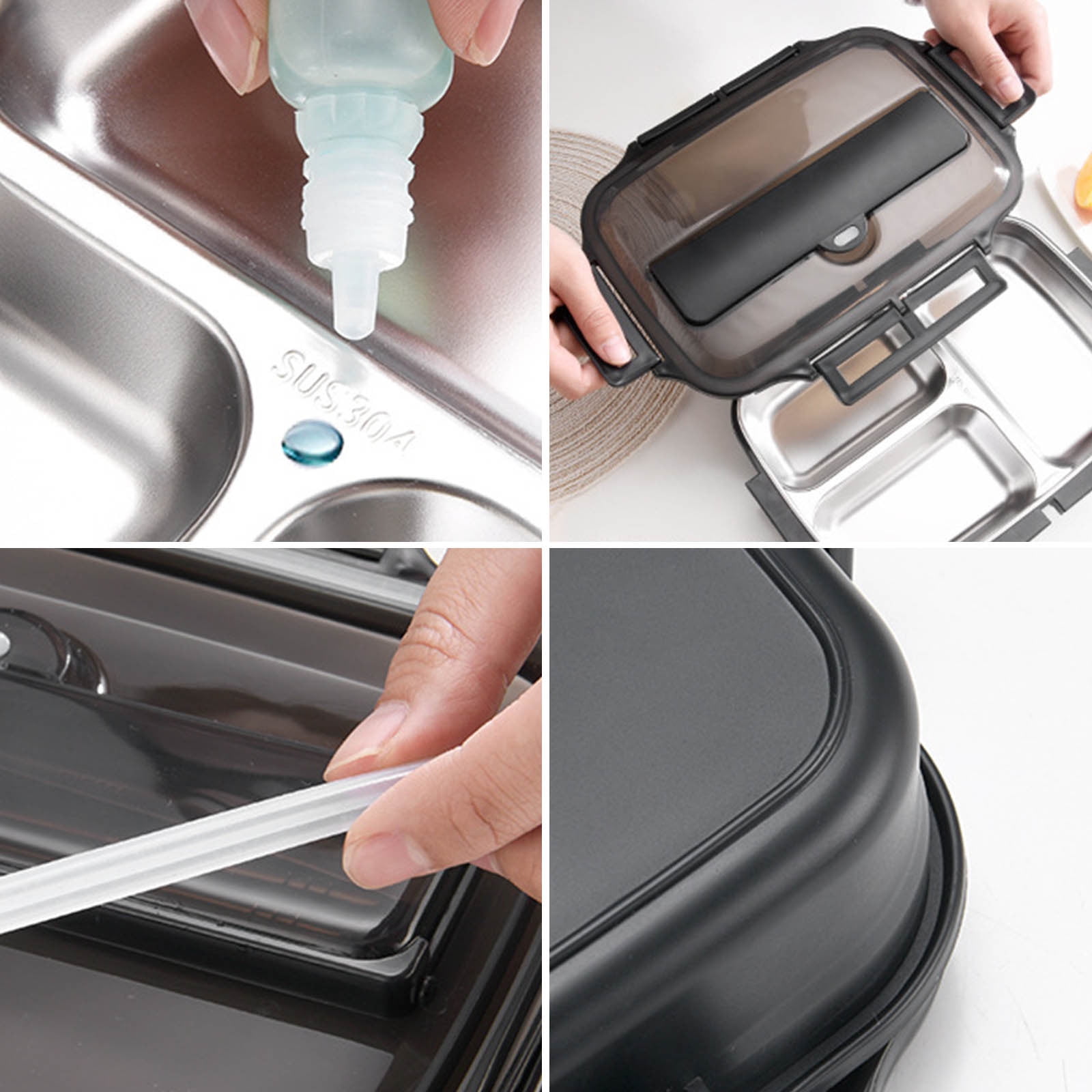 Stainless Steel Insulated Multi Layer Bento Food Container Storage Lunch Box 1L